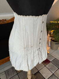 Antique FITU Figureform corset, 1910s England, light colour, front‑hooked and back‑laced