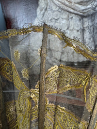 Abendfächer aus Goldspitze und Pailletten, ca. 1880 – Antiker viktorianischer Handfächer