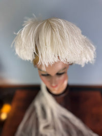 1890s debutante feather headpiece, Victorian court fashion