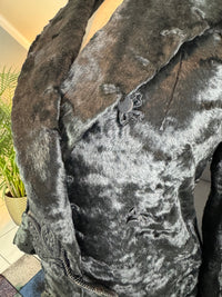 Edwardian ca. 1904 Langer schwarzer Mantel aus künstlichem Biberfell – Victor Tailoring Co., Chicago
