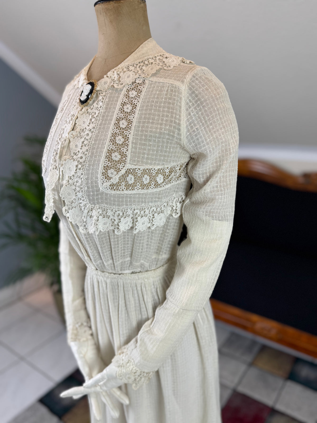 Antikes Crêpe-Baumwollkleid, ca. 1914