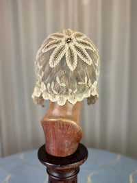 Antike Hochzeitshaube aus Spitze, 1920er