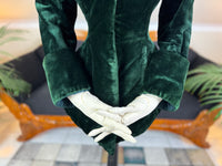 Seltene viktorianische Reitjacke, ca. 1878 – Grüner Samt, gestepptes Seidenfutter, historische Reitsportmode
