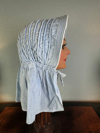 Antique cotton bonnet, late Victorian era, small quilted front shield