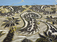1710 English Baroque silk stomacher with metallic embroidery and floral motifs, antique 18th‑century dress accessory