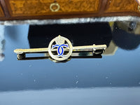 Gold tie pin with crowned blue enamel monogram of Crown Princess Cecilie of Prussia, Imperial German court jewellery.