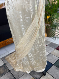 Evening Dress 1912 – Cream Silk Brocade with Lace & Crepe Drapes by M. E. Humble, Court Dressmaker, Lady Gillman Provenance