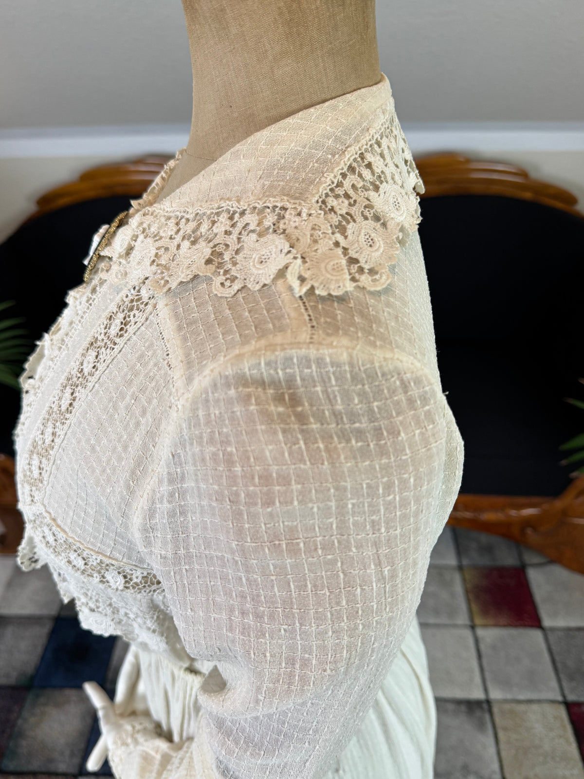 Antikes Crêpe-Baumwollkleid, ca. 1914