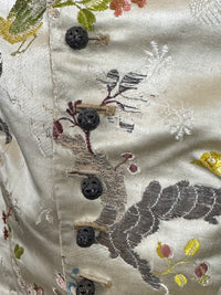 Antique Rococo boy's waistcoat front from France circa 1760 with original silver buttons, linen backing and rare eighteenth-century construction