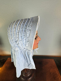 Antique cotton bonnet, late Victorian era, small quilted front shield