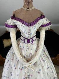 Antikes Seidenabendkleid mit Tagesoberteil, ca. 1864