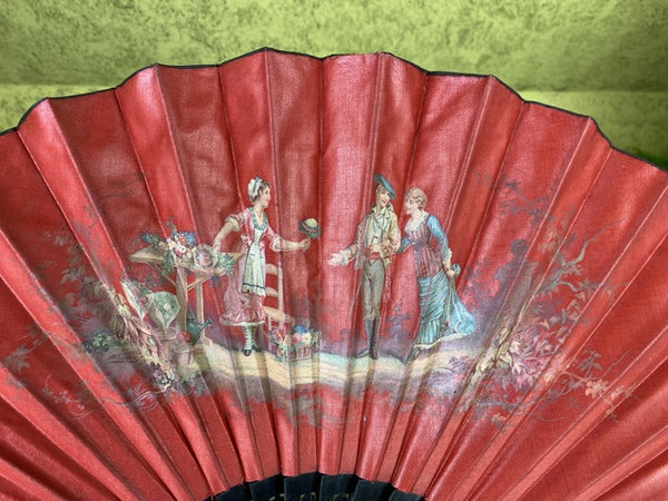 Éventail pliant « Motif de la marchande de fleurs », vers 1900