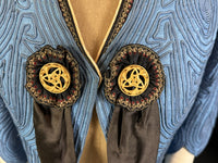 Antique blue linen jacket with soutache appliqués