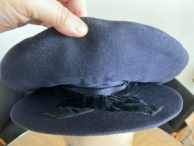 Antiker Sportshut aus blauer Wolle und Seide, ca. 1904
