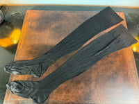 Edwardian black silk stockings — England, ca. 1910, worn but well preserved