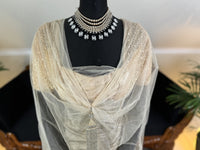 1912 Titanic‑era antique evening dress in ivory silk with lace bodice, draped skirt and rhinestone details, antique gown