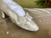 Antique Cream Satin Wedding Pumps, Spain, ca. 1880