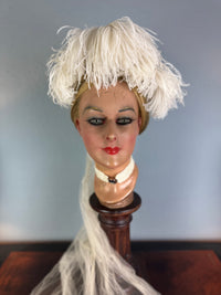 1890s debutante feather headpiece, Victorian court fashion