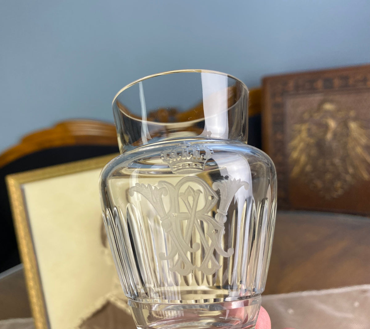 Vier kleine Wassergläser, Kaiser Wilhelm II., um 1900