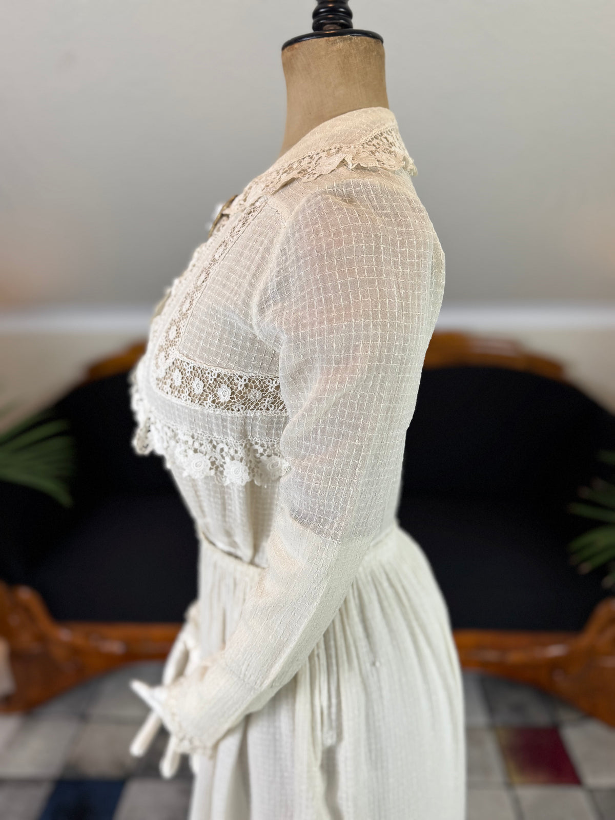 Antikes Crêpe-Baumwollkleid, ca. 1914