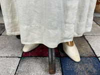 White Goatskin Wedding Shoes — 19th‑century footwear, strap fastening with white button