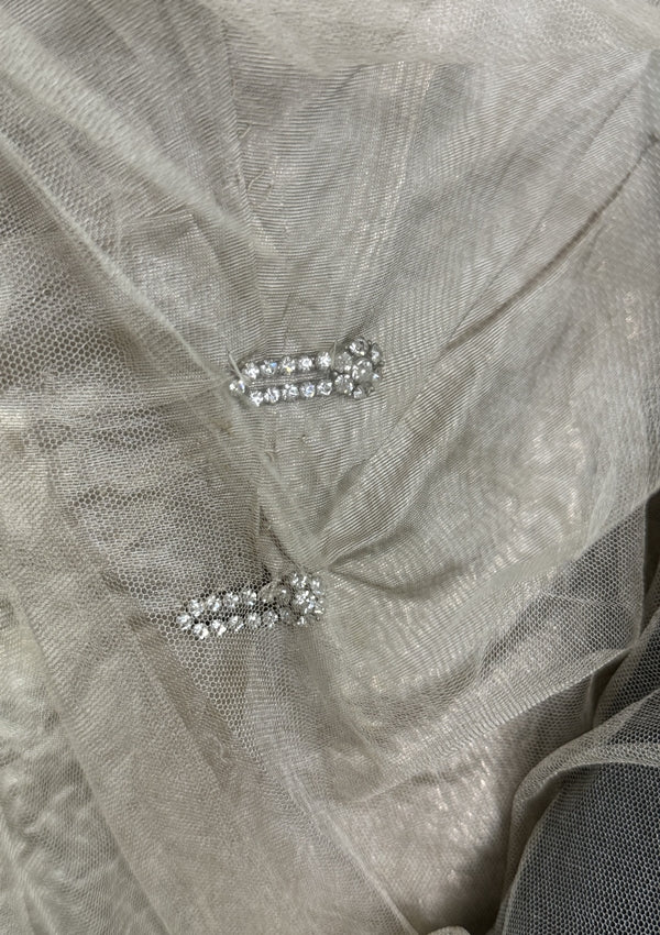 Antikes silbernes Lamé-Abendkleid aus der Titanic-Ära, ca. 1912