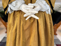 Antikes viktorianisches Tageskleid aus dunklem Goldbrokat, ca. 1858
