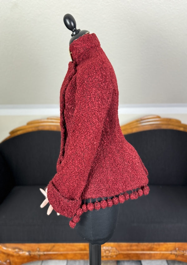 Viktorianische rote Wolljacke, ca. 1888