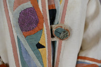 Ägyptische Revival Seidenjacke, ca. 1924 – Appliqué-Motive mit Sphinx, Skarabäus & Pyramide