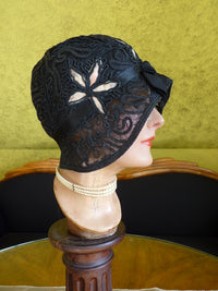 Antiker "Star" Glockenhut aus schwarzem Rosshaar, ca. 1924