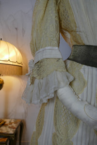 Antikes edwardianisches Kleid von 1901 – MACHARET New York & Paris Zweiteiliges Ensemble aus Seide und Spitze