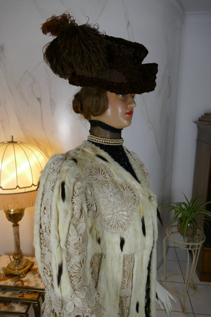 Antique ermine and lace coat, ca. 1908, attributed to Marija Pawlowna Romanowa, Imperial Russia