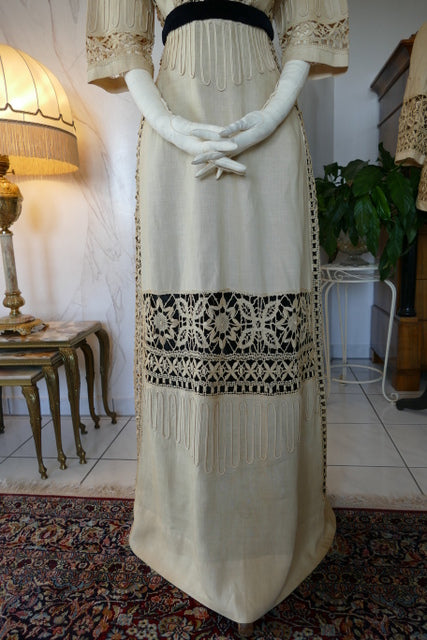 Antikes edwardianisches Leinen-Geh-Ensemble, ca. 1906 – Kleid & Jacke
