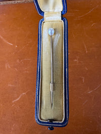 Gold Tie Pin with Pearl in Original Friedländer Berlin Case, Kaiser Wilhelm II.