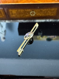 Gold tie pin with crowned blue enamel monogram of Crown Princess Cecilie of Prussia, Imperial German court jewellery.