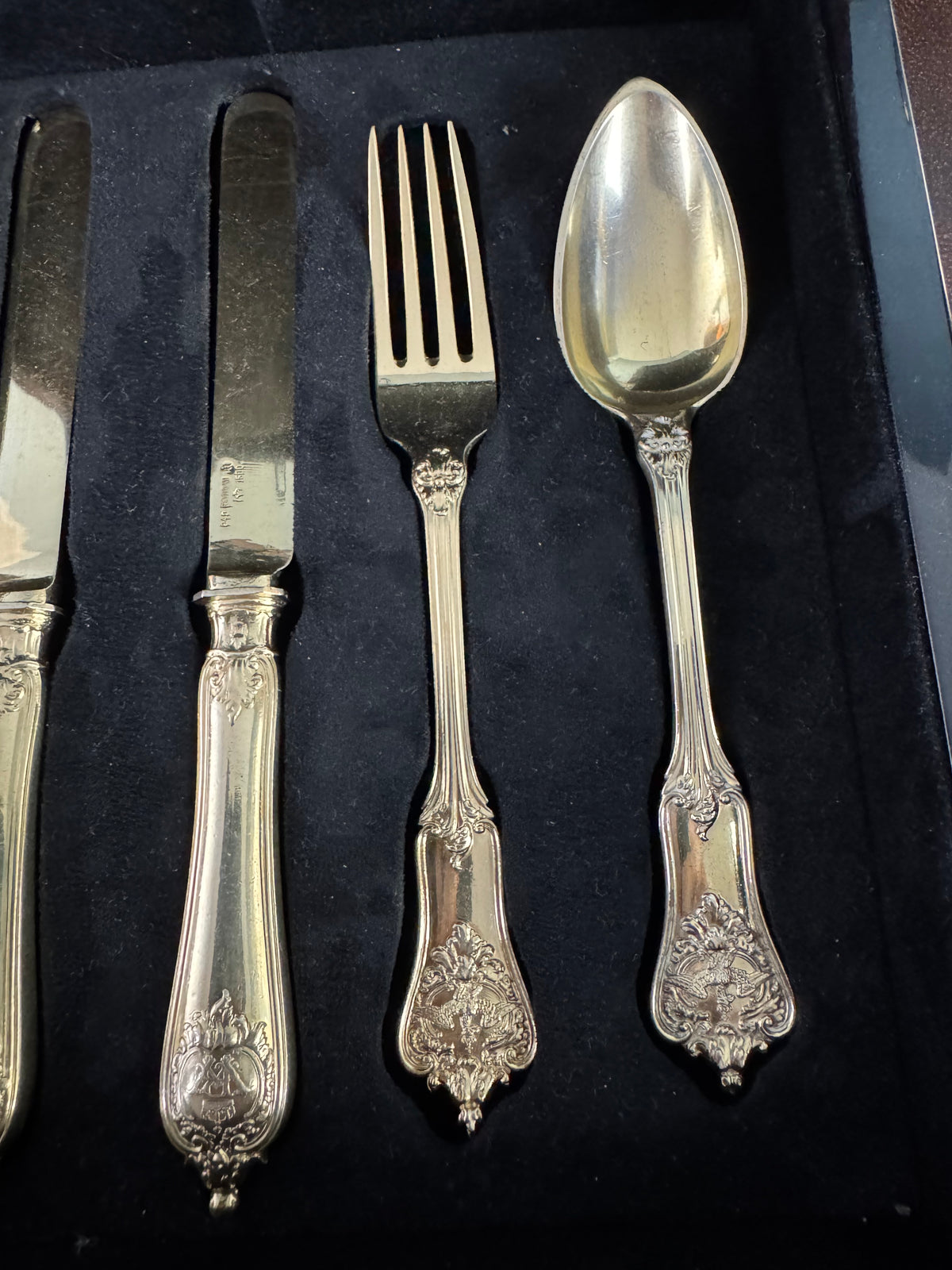Couverts en argent doré, service Rococo, Empereur Guillaume II