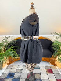 Early 20th‑century bathing costume, striped cotton, good condition