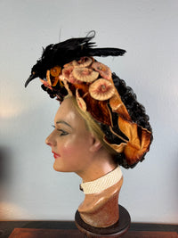 Antiker Vogelhut, England, ca. 1904 – edwardianische Federbesatz-Hutmode