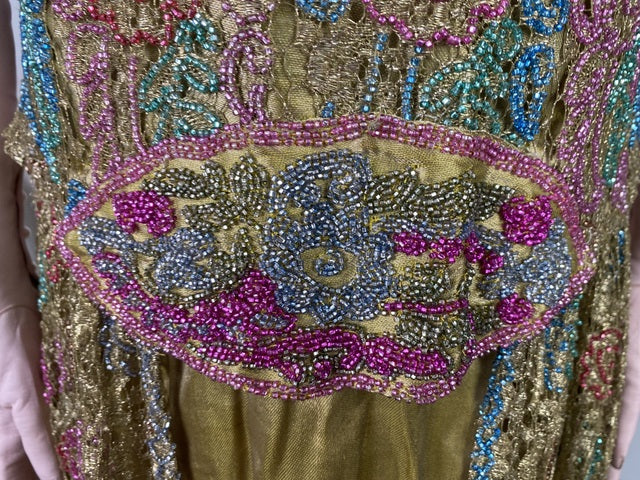 Antique 1920s beaded lamé dress