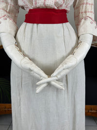 Natural Fiber Day Ensemble – Linen Skirt, Cotton Blouse & Leather Shoes