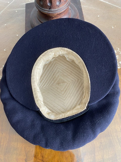 Antiker Sportshut aus blauer Wolle und Seide, ca. 1904