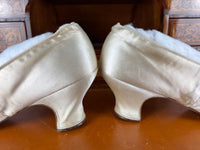 Antique 1882 silk wedding shoes with double bows by Julien Mayer Paris and Kate Rimer provenance