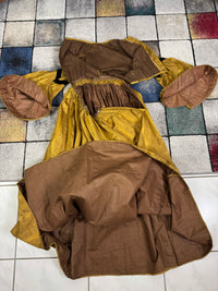 Antikes viktorianisches Tageskleid aus dunklem Goldbrokat, ca. 1858