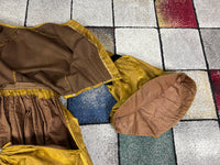 Antikes viktorianisches Tageskleid aus dunklem Goldbrokat, ca. 1858