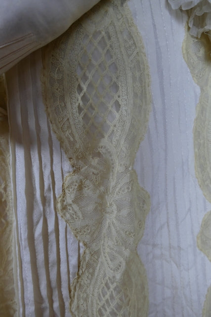 Antikes edwardianisches Kleid von 1901 – MACHARET New York & Paris Zweiteiliges Ensemble aus Seide und Spitze