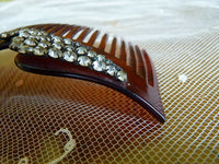 Antiker Kamm aus Kunstschildpatt und Strass, ca. 1905