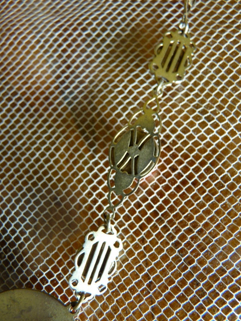 Art Deco Emaille Halskette aus schwarzem &amp; rotem Glas, 1920er