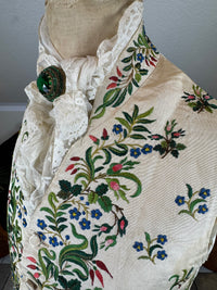 Georgian Cream Silk Embroidered Waistcoat, England ca. 1790 – Vibrant Antique Menswear