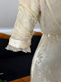 Evening Dress 1912 – Cream Silk Brocade with Lace & Crepe Drapes by M. E. Humble, Court Dressmaker, Lady Gillman Provenance