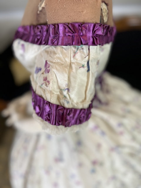 Antikes Seidenabendkleid mit Tagesoberteil, ca. 1864